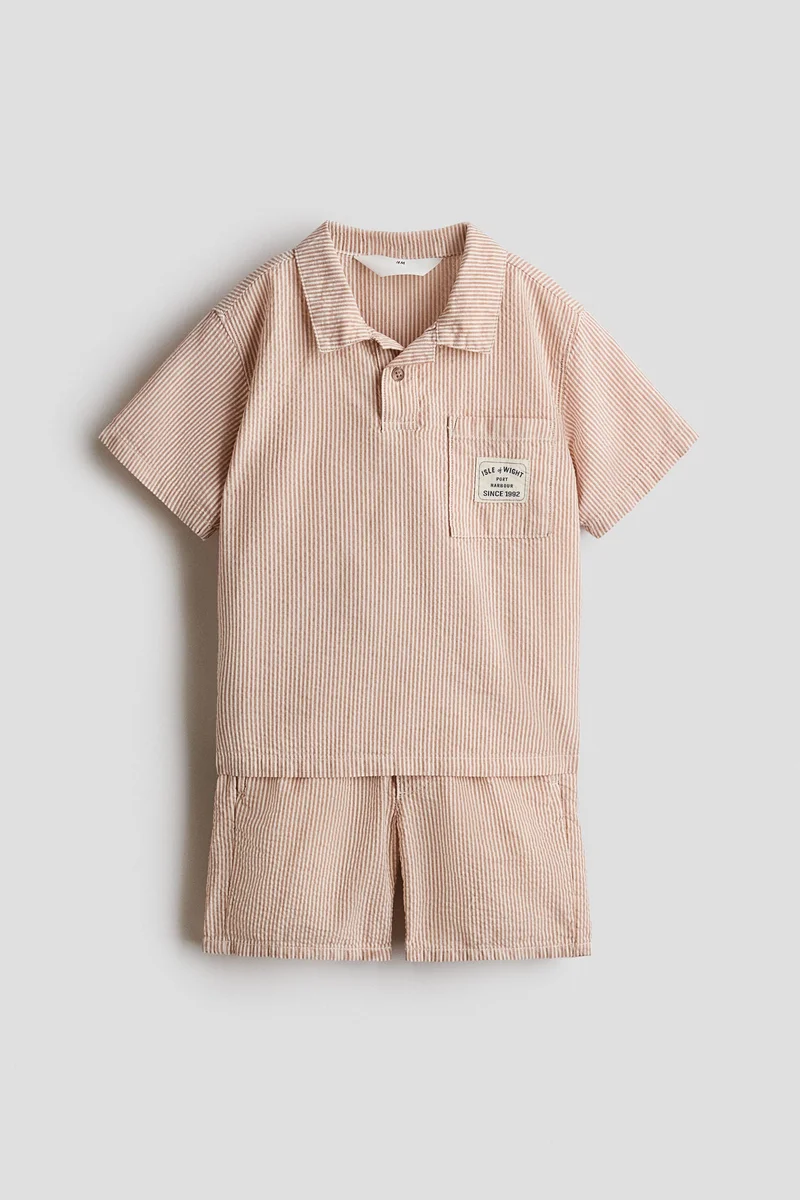 اتش اند ام طقم من القطن المضلع - عبوة من قطعتين